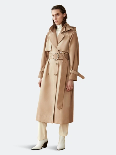 Caalo Women's Sustainable Water Resistant Cotton Trench Coat In Brown