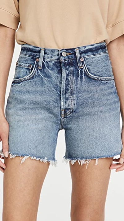 Agolde Riley High Rise Slim Leg Shorts In Outsider