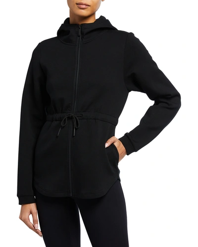 Varley Sofia Drawstring-waist Hooded Track Jacket In Black
