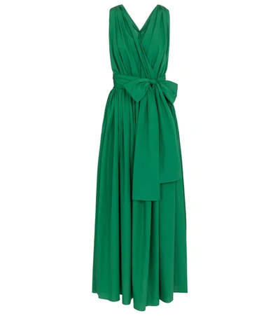 Dolce & Gabbana Draped Side-slit Cotton-poplin Dress In Green