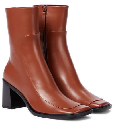 The Row Patch Paneled Leather Ankle Boots In Brown | ModeSens