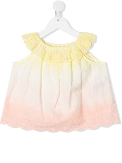 Bonpoint Kids' Broderie Anglaise Cotton Top In Yellow