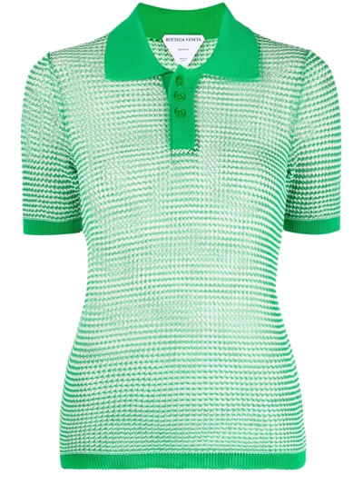 Bottega Veneta Striped Cotton-blend Knitted Polo Top In Green