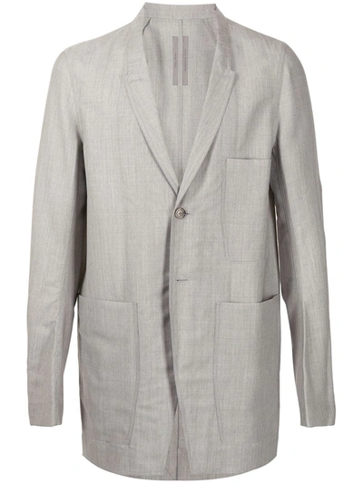 Rick Owens Single-breasted Wool-blend Jacket In Grey
