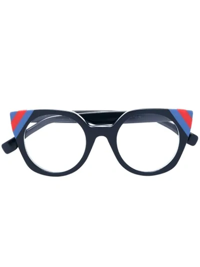 Fendi Colour-block Cat Eye Glasses In Blue