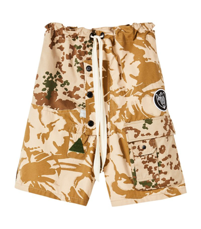 Loewe Camouflage-print Upcycled Cotton-blend Shorts In Beige Multi
