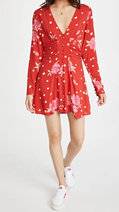 free people red floral mini dress Free People Red Floral Mini Dress with Lace Trim, Open Back and Balloo   The Thrifty Hippy