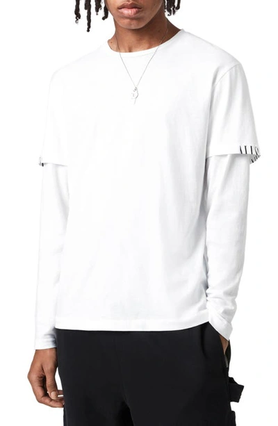Allsaints Haven Layered Long Sleeve T-shirt In Optic White