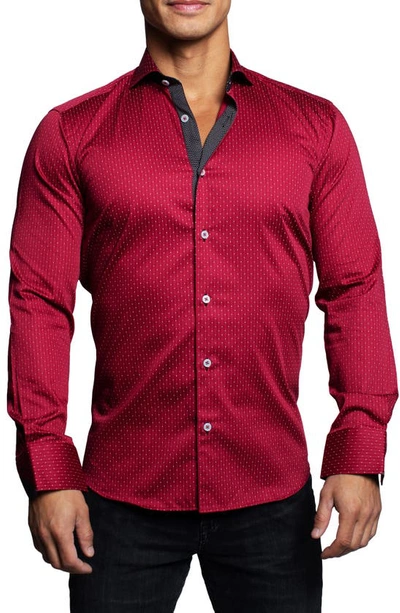 Maceoo Einstein Dotline Red Contemporary Fit Button-up Shirt