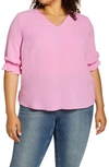 Cece Ruffle Sleeve Blouse In Pink Taffy