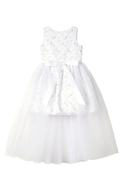 Badgley Mischka Kids' Little Girl's 3d Floral Walk-thru Crinoline Dress In White