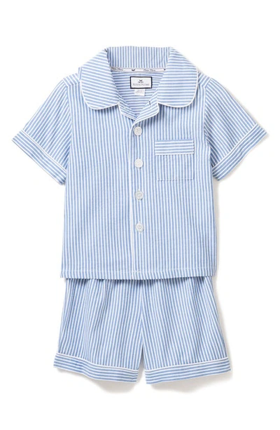 Petite Plume Unisex French Blue Seersucker Pajama Shorts Set - Baby, Little Kid, Big Kid