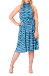 Leota Mindy Shirred Printed Dress In Mod Geo