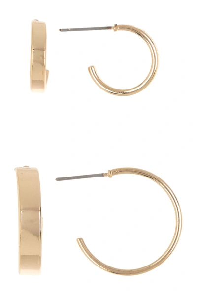 Nordstrom Rack 10mm & 18mm Flat Hoop Earrings In Gold