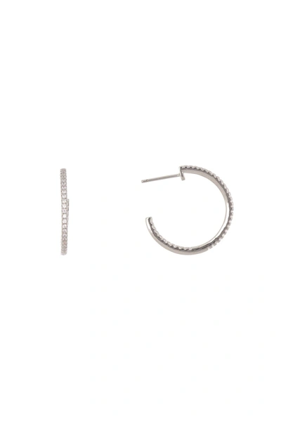 Nordstrom Rack 20mm Pave Cz Hoop Earrings In Clear- Silver