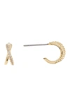 Nordstrom Rack Gold Or Silver-tone Pave Cz Twist Huggie Hoop Earrings In Clear- Gold