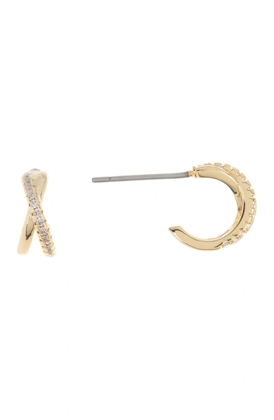 Nordstrom Rack Gold Or Silver-tone Pave Cz Twist Huggie Hoop Earrings In Clear- Gold