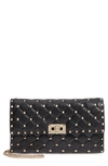 Valentino Garavani Rockstud Matelasse Quilted Leather Crossbody Bag In Black