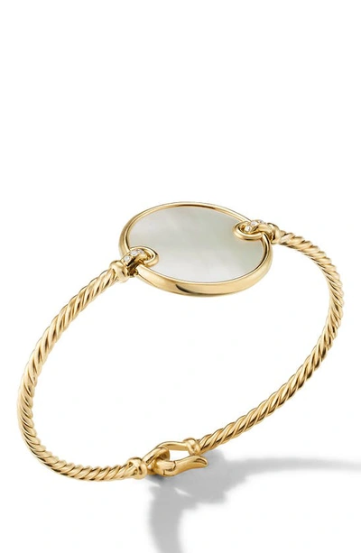 David Yurman Women's Dy Elements® Bracelet In 18k Yellow Gold With Mother-of-pearl & Pavé Diamonds