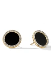 David Yurman Women's Dy Elements® Button Earrings In 14k Yellow Gold With Black Onyx With Diamonds
