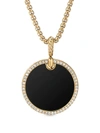 David Yurman Women's Dy Elements® Disc Pendant In 18k Yellow Gold With Black Onyx & Pavé Diamond Rim