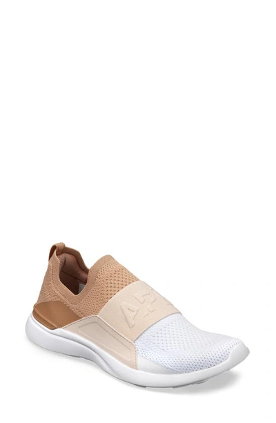 Apl Athletic Propulsion Labs Techloom Bliss Knit Running Shoe In Caramel / Warm Silk / White