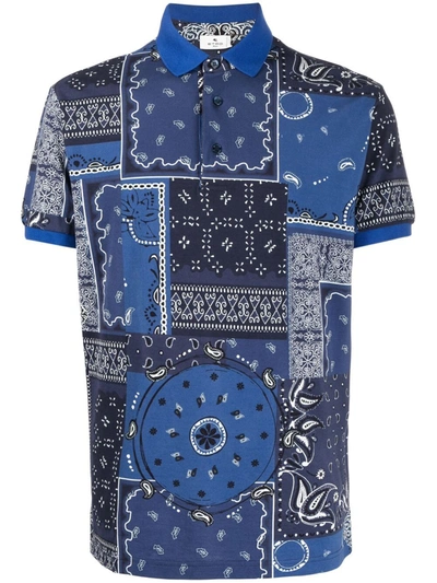 Etro Bandana-print Cotton Polo Shirt In Blue