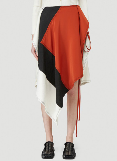 Jw Anderson Patchwork-design Asymmetrical Skirt In Red