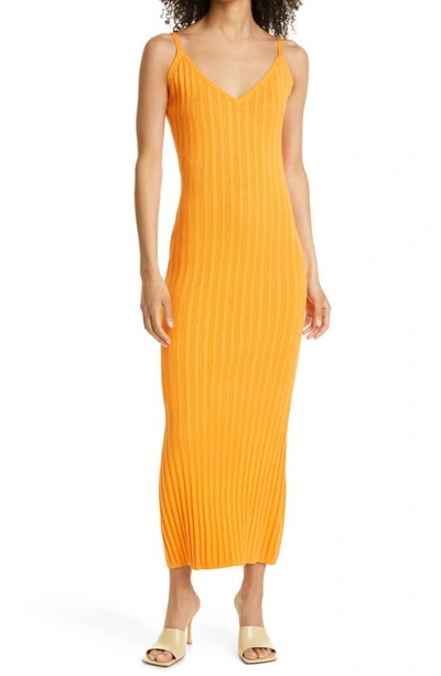 Ronny Kobo Ivana Sleeveless Rib Knit Midi Dress In Orange | ModeSens