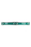 Gucci Men's Interlocking G Silver & Enamel Cuff Bracelet In Turquoise