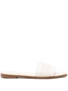 Alexander Mcqueen Leather Logo Flat Slide Sandals In White