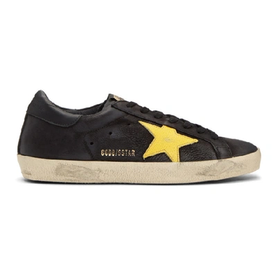 Golden Goose Black Nabuk Yellow Star Superstar Low Sneakers
