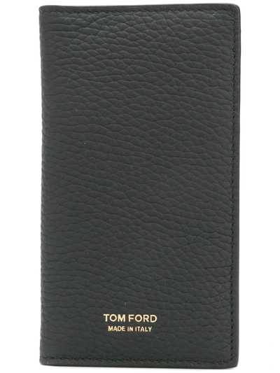 Tom Ford Grained Leather Vertical-fold Wallet In Black