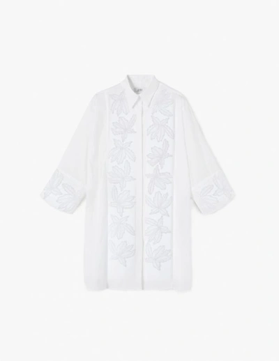 A-line Handcrafted Applique Long Shirt In White