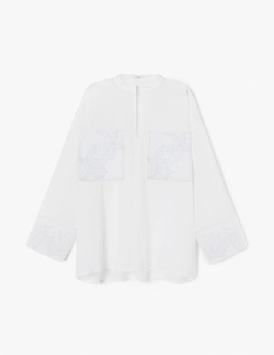 A-line Handcrafted Applique Oversized Shirt In White