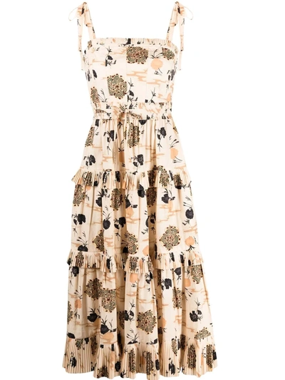 Ulla Johnson Lune Tiered Printed Cotton Midi Dress In Daisy