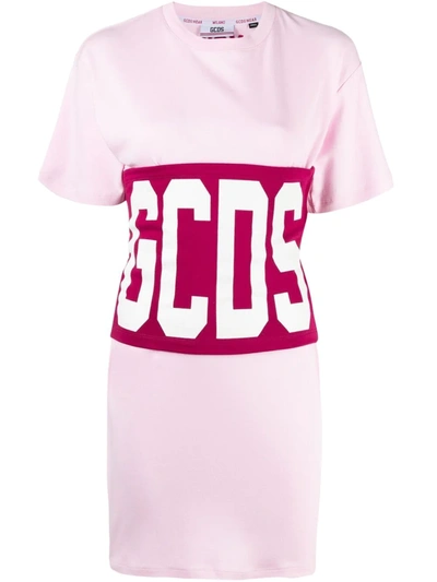 Gcds Logo-print T-shirt Dress In Pink