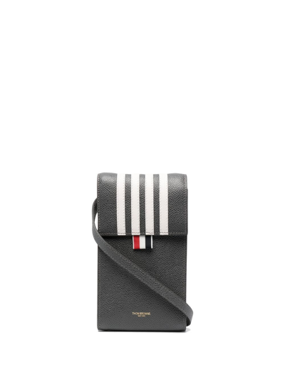 Thom Browne Four-bar Stripe Phone Bag In Grey