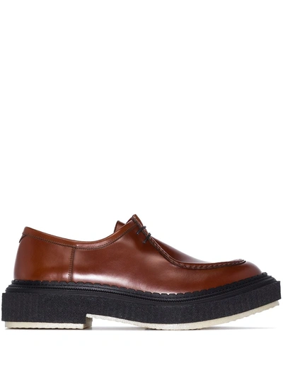 Adieu Brown Type 153 Leather Derby Shoes In Braun