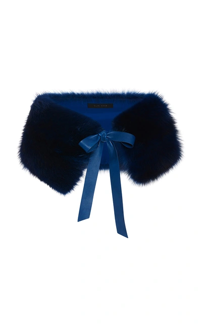 Elie Saab Leather And Fox Fur Stole In Black