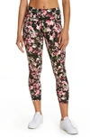 Sweaty Betty Super Sculpt Pocket 7/8 Leggings In Black Floral Layer Print