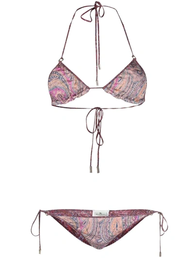 Etro Paisley-print Bikini Set In Purple