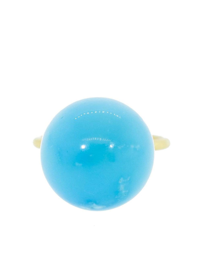 Irene Neuwirth 18kt Yellow Gold Kingman Turquoise Sphere Ring