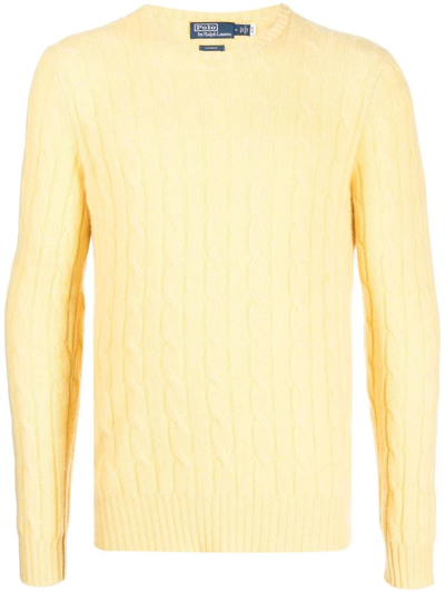 Polo Ralph Lauren Cable Knit Cashmere Jumper In Yellow
