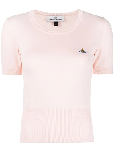 Vivienne Westwood Orb Logo-embroidered Knitted Top In Pink