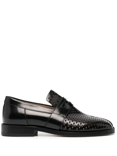 Maison Margiela Black Perforated Tabi Loafers