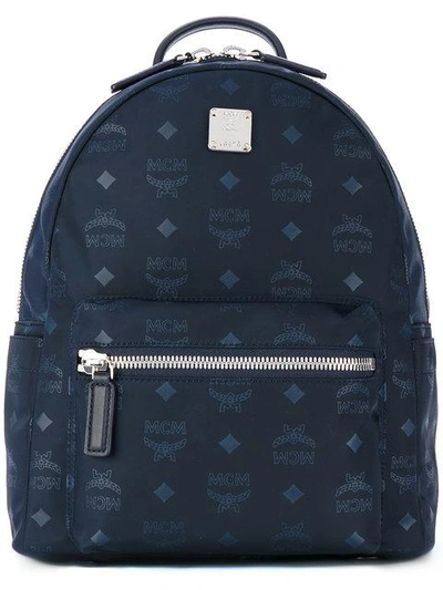 Mcm Small Dieter Monogrammed Backpack In Navy