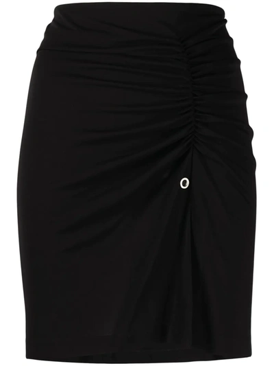 Alyx Ruched Slit Mini Skirt In Black
