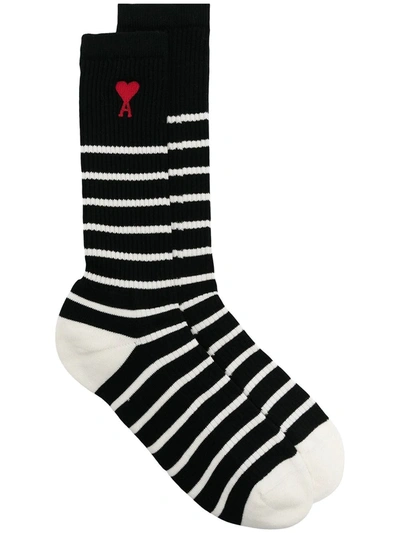 Ami Alexandre Mattiussi Ami De Coeur Logo Socks Black - Atterley