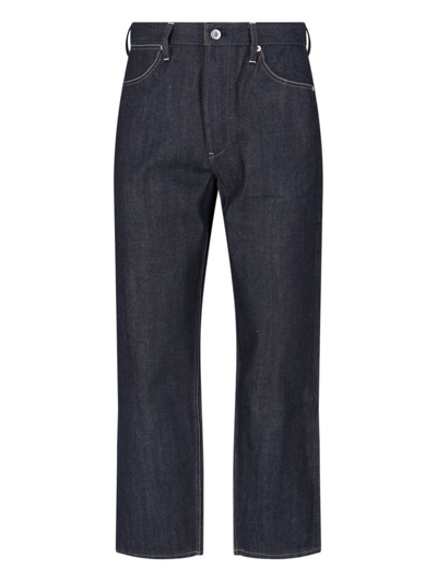 Jil Sander Logo-patch Denim Straight-leg Jeans In Blue